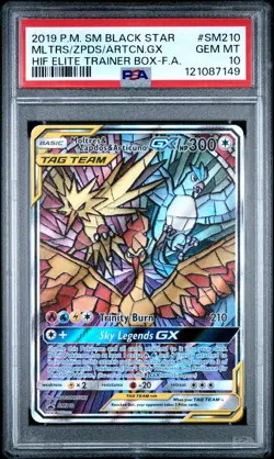 2019 POKEMON SM BLACK STAR PROMO FULL ART/MOLTRES & ZAPDOS & ARTICUNO GX PSA 10 - Image 1