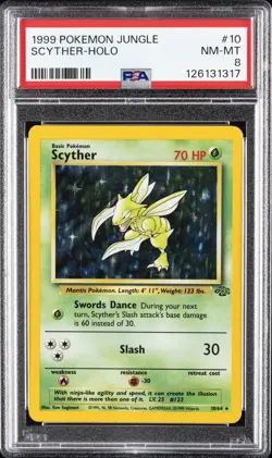 1999 POKEMON JUNGLE #10 SCYTHER-HOLO PSA 8 - Image 1