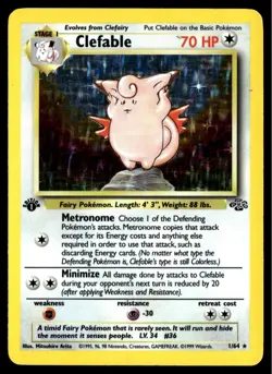 ✅ Vintage WOTC 1999 Pokemon 1st Edition Jungle Clefable 1/64 Holo DMG ✅ 2AJ ✅ - Image 1