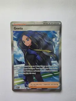 Geeta 218/197 Pokemon TCG Scarlet & Violet SV03: Obsidian Flames Ultra Rare NM - Image 1