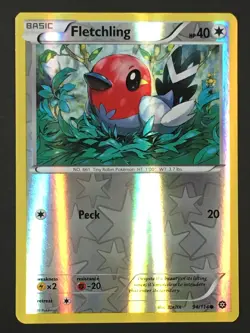 Pokemon TCG Fletchling 94/114 Reverse Holo Common 2016 Steam Siege LP - Image 1