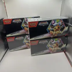 LOT OF 4 - Pokemon Prismatic Evolutions Surprise Box - New Sealed - Image 1