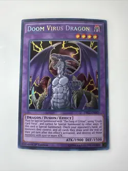Yu-Gi-Oh! SECRET RARE HOLO CARD DOOM VIRUS DRAGON DRL2-EN003 1ST - Image 1