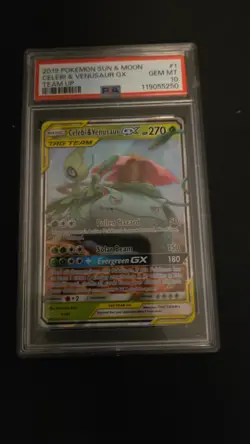 PSA 10 Celebi & Venusaur GX 1/181 Team Up Pokemon Card GEM MINT - Image 1