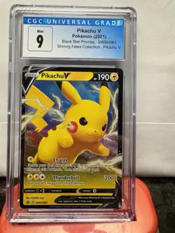 CGC 9 MINT Pikachu V SWSH061 HOLO Black Star PROMO Pokemon Card - Image 1
