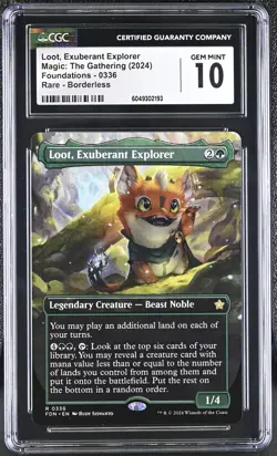 LOOT, EXUBERANT EXPLORER Foundations Borderless Rare CGC 10 MTG [Nostalgium] - Image 1