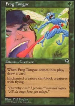 Heavy Play, English MTG Regular Frog Tongue Tempest Magic the Gathering - Image 1