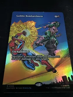 NM Borderless Foil Goblin Bombardment, MTG, Marvel's Spider-Man, Magic, 23 - Image 3