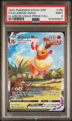 2021 POKEMON SWSH BLACK STAR PROMO #180 FULL ART/FLAREON VMAX PSA 9 - Image 1