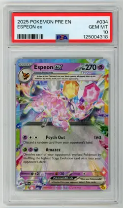 2025 POKEMON PRE EN-PRISMATIC EVOLUTIONS #034 ESPEON EX PSA 10 - Image 1
