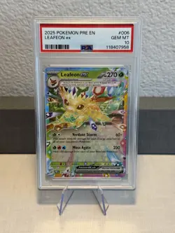 2025 POKEMON PRISMATIC EVOLUTIONS LEAFEON EX #006/131 PSA 10 - Image 1