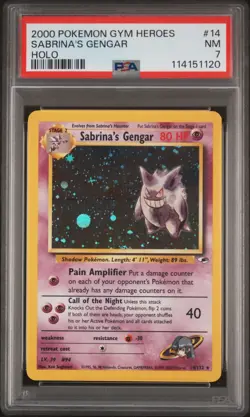 2000 POKEMON GYM HEROES HOLO #14 SABRINA'S GENGAR PSA 7 - Image 1