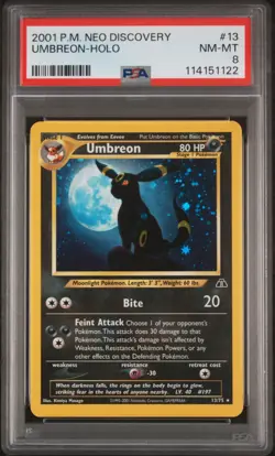 2001 POKEMON NEO DISCOVERY #13 UMBREON-HOLO PSA 8 - Image 1