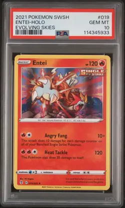 2021 POKEMON SWORD & SHIELD EVOLVING SKIES #019 ENTEI-HOLO PSA 10 - Image 1
