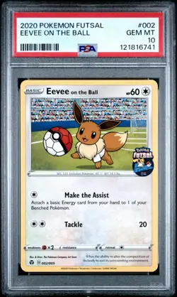 2020 POKEMON FUTSAL #002 EEVEE ON THE BALL PSA 10 - Image 1