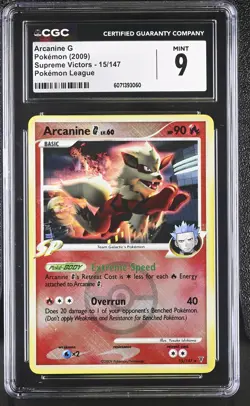 CGC 9 Arcanine G Supreme Victors League 15/147 Holo Crosshatch Pokemon Card - Image 1