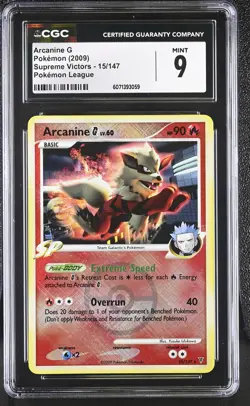 CGC 9 Arcanine G Supreme Victors League 15/147 Holo Crosshatch Pokemon Card - Image 1