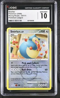 CGC 10 Snorlax Rising Rivals League 33/111 Reverse Holo Crosshatch Pokemon Card - Image 1
