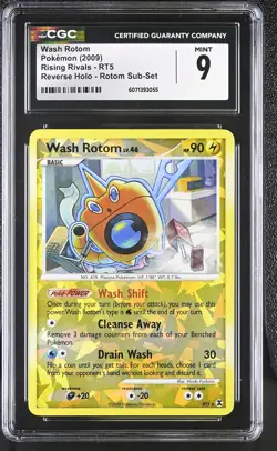 CGC 9 MINT Wash Rotom 2009 Rising Rivals RT5 Reverse Holo Pokemon Card - Image 1