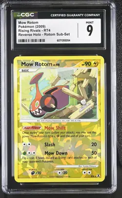 CGC 9 MINT Mow Rotom 2009 Rising Rivals RT4 Reverse Holo Pokemon Card - Image 1