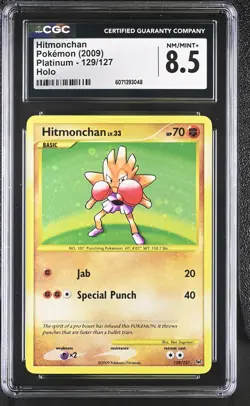 CGC 8.5 Hitmonchan 2009 Platinum 129/127 Holo Pokemon Card - Image 1