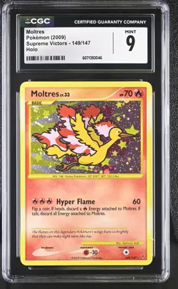 CGC 9 MINT Moltres 2009 Supreme Victors 149/147 Holo Pokemon Card - Image 1