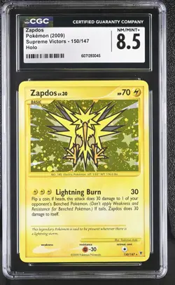 CGC 8.5 Zapdos 2009 Supreme Victors 150/147 Holo SWIRL Pokemon Card - Image 1