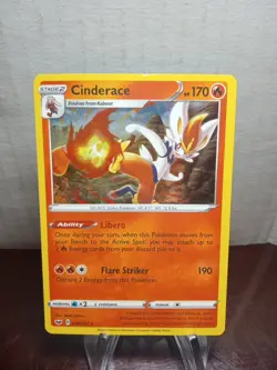 2020 Pokemon TCG Cinderace Shiny Holo Reverse Card 34/202 - Image 2