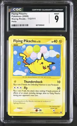 CGC 9 MINT Flying Pikachu 2009 Rising Rivals 113/111 Holo Pokemon Card - Image 1