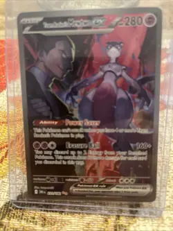 Pokemon TCG Destined Rivals Team Rockets Mewtwo EX Card 231/182 Ultra Rare - Image 1