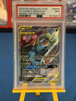Celebi & Venusaur GX Tag Team 2019 Pokemon SM BLACK STAR PROMO #SM167 PSA 9 MINT - Image 1