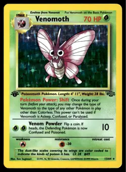 ✅ Pokemon Venomoth 13/64 Holo Rare Jungle 1st Edition *WOTC* ✅ VINTAGE ✅ 2AP ✅ - Image 1