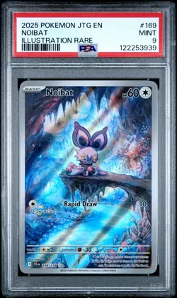 2025 POKEMON JTG EN-JOURNEY TOGETHER ILLUSTRATION RARE #169 NOIBAT PSA 9 - Image 1