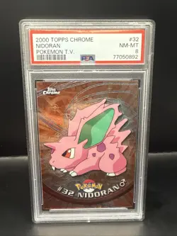 Pokemon 2000 Topps Chrome Pokemon HOLO #32 NIDORAN PSA - Image 2