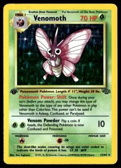 ✅ Pokemon Venomoth 13/64 Holo Rare Jungle 1st Edition *WOTC* ✅ VINTAGE ✅ 2AO ✅ - Image 1