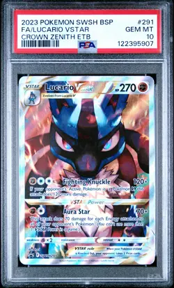 2023 POKEMON SWSH BLACK STAR PROMO #291 FULL ART/LUCARIO VSTAR PSA 10 - Image 1