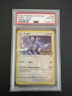 2020 POKEMON SWSH BLACK STAR PROMO PRERELEASE #069 LUGIA-HOLO PSA 10 - Image 1
