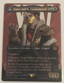 MTG English BORDERLESS Card NM SURGE FOIL *EMET-SELCH, UNSUNDERED* Final Fantasy - Image 1