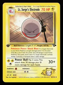 Lt. Surge's Electrode 52/132 1st Edition Gym Challenge Pokemon Card - Image 1