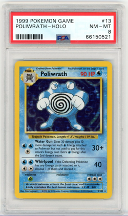PSA 8 NM-Mint 1999 Pokemon Base Set Poliwrath Holo 13/102 Graded Card - Image 1