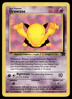 Drowzee 54/82 Pokemon Card Team Rocket Common 50 HP Lightly Played O27 - Image 1