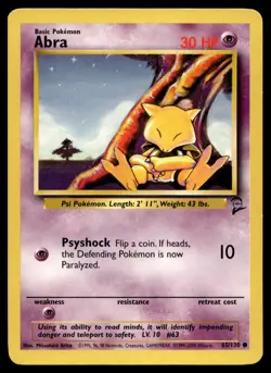 Abra 65/130 Pokemon Card Base Set 2 Common 30 HP Lightly Played S1 - Image 1