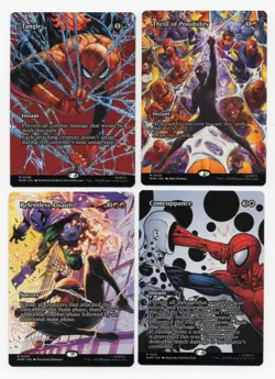 Magic the Gathering Spider-man Borderless Lot of 4 Tangle Comeuppance more - Image 1