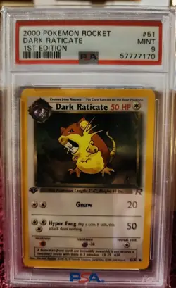 2000 Pokemon Rocket 1st Edition #51 - Dark Raticate - PSA 9 MINT - Image 1