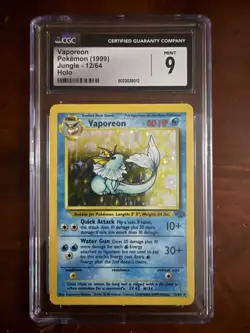 Pokemon TCG Vaporeon - Jungle 12/64 - 1999 - Unlimited Holo Rare - CGC 9 - Image 1