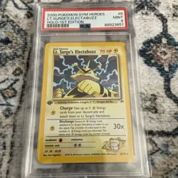 2000 POKEMON GYM HEROES HOLO 1ST EDITION #6 LT. SURGE'S ELECTABUZZ PSA 9 6/132 - Image 1