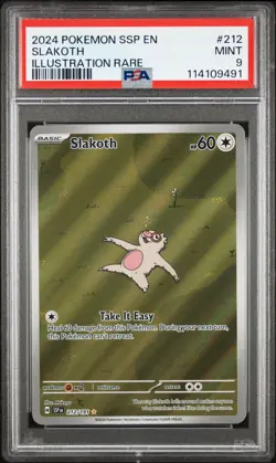 2024 POKEMON SSP EN-SURGING SPARKS ILLUSTRATION RARE #212 SLAKOTH PSA 9 - Image 1