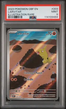 2023 POKEMON OBF EN-OBSIDIAN FLAMES ILLUSTRATION RARE #203 LARVITAR PSA 9 - Image 1