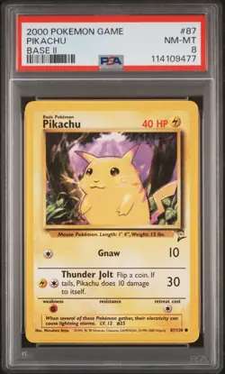 2000 POKEMON BASE SET 2 #87 PIKACHU PSA 8 - Image 1
