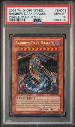 2008 YU-GI-OH! PTDN-PHANTOM DARKNESS 1ST ED #EN003 RAINBOW DARK DRAGON PSA 10 - Image 1